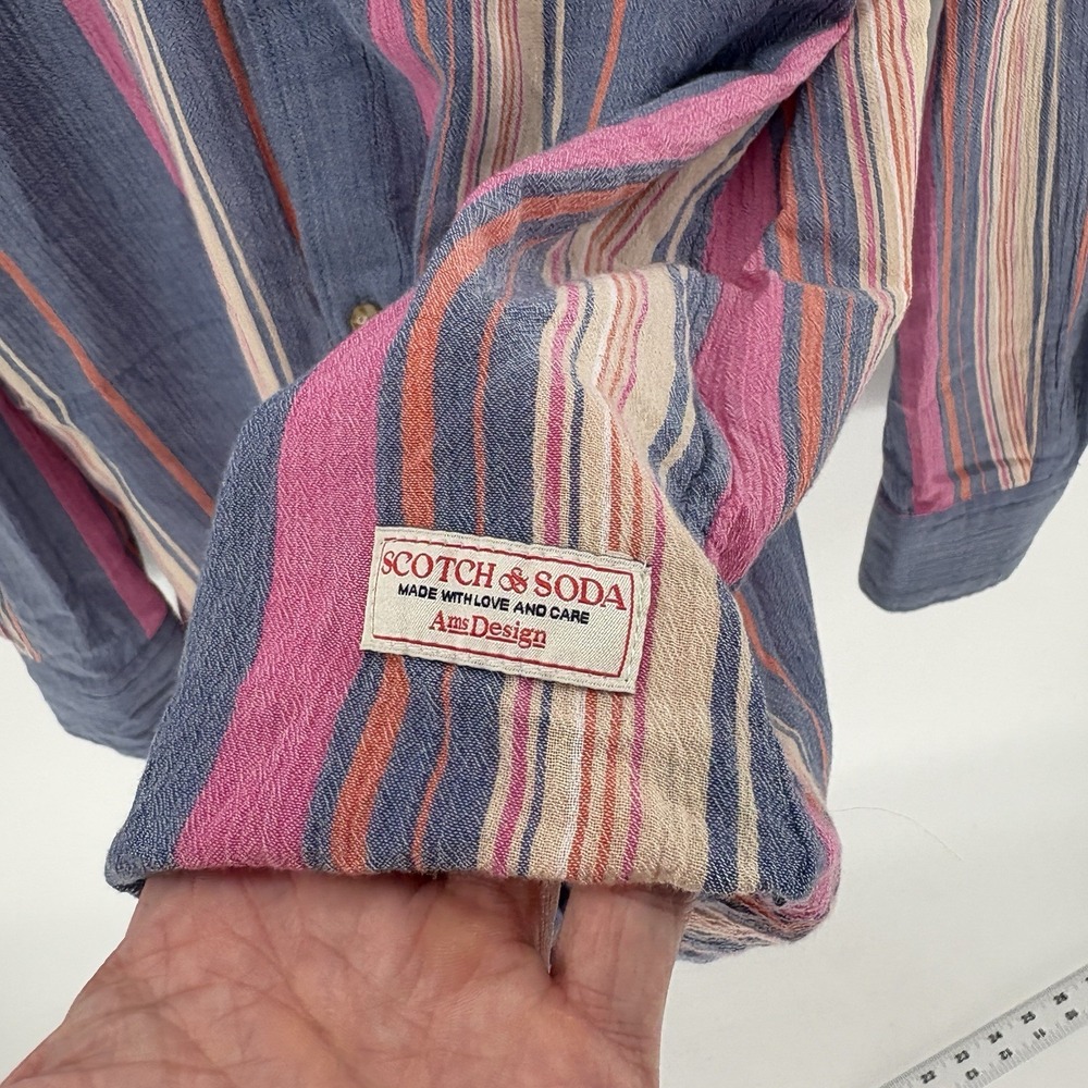 Scotch And Soda Men's Multi Colored Striped XL Organic Cotton Button Up Shirt - Picture 8 of 11